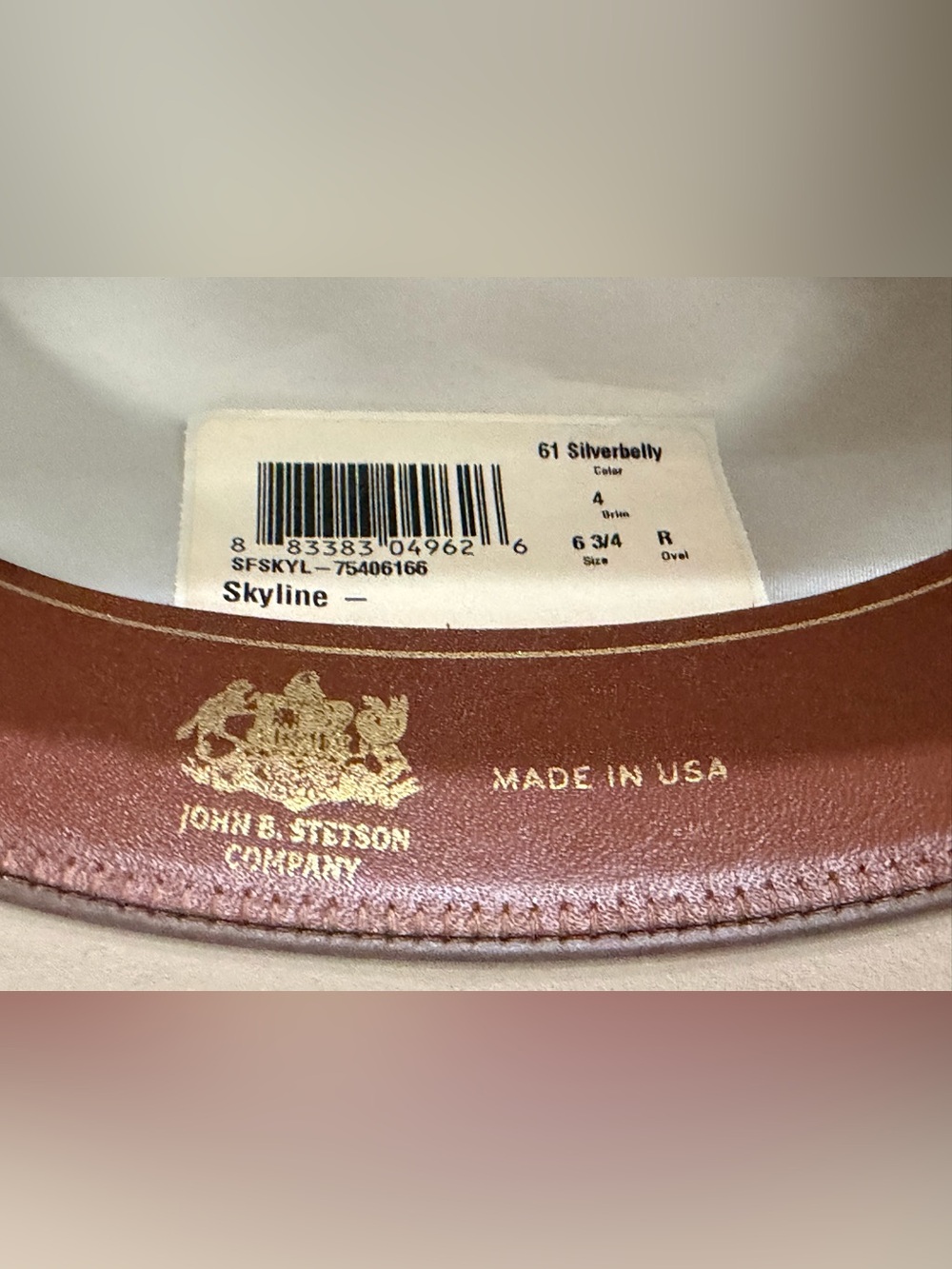 NIB Stetson Skyline 6X Silverbelly Fur Felt Cowboy Hat Western 6 3/4 - Picture 9 of 13